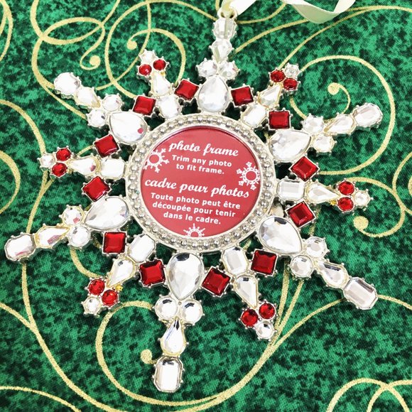 Snowflake Red White Jewels Photo Frame - Picture 2 of 7